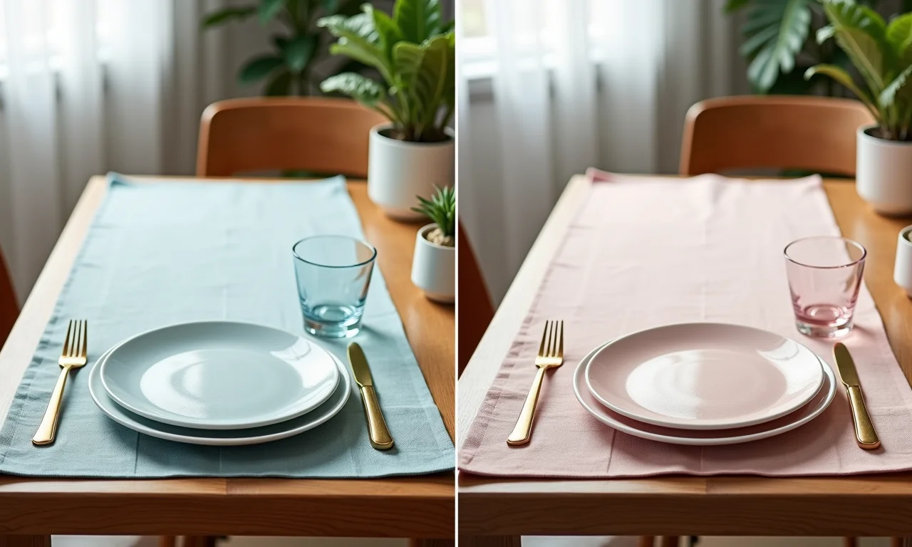 Comparação entre jogo americano e toalha de mesa.