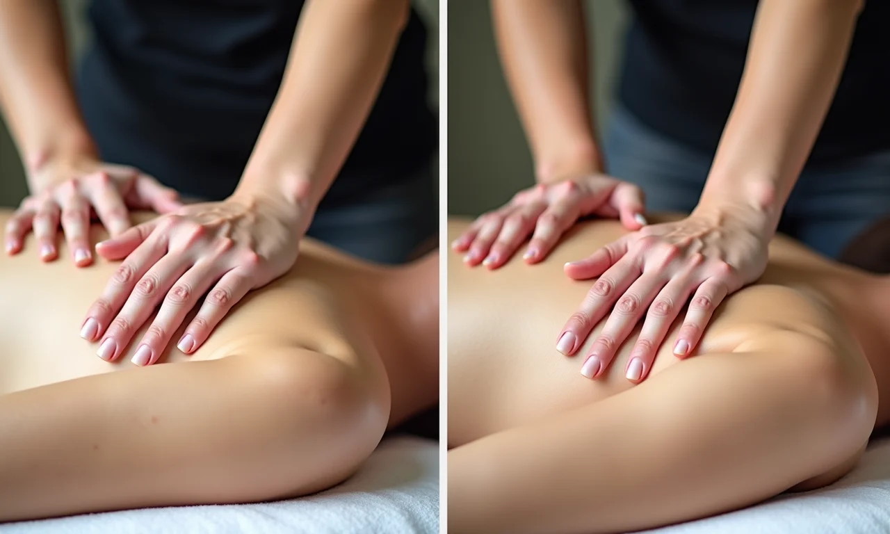 Comparação entre massagem relaxante e massagem terapêutica.