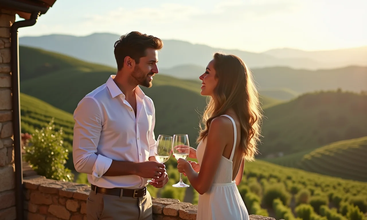 Consultoria de casamento com vista para vinhedos na Itália.