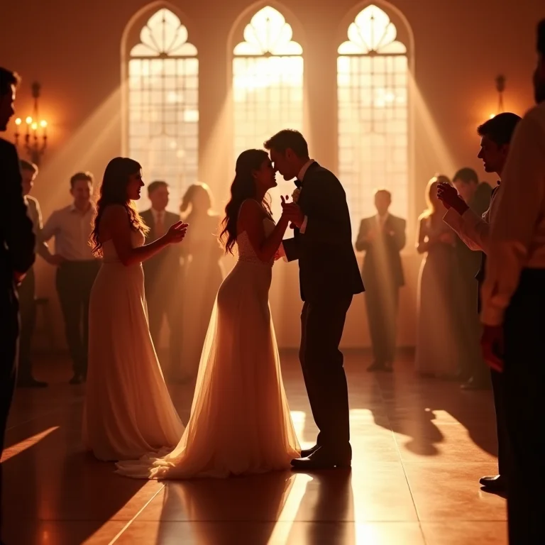 Convidados aproveitando a pista de dança em festa de casamento.