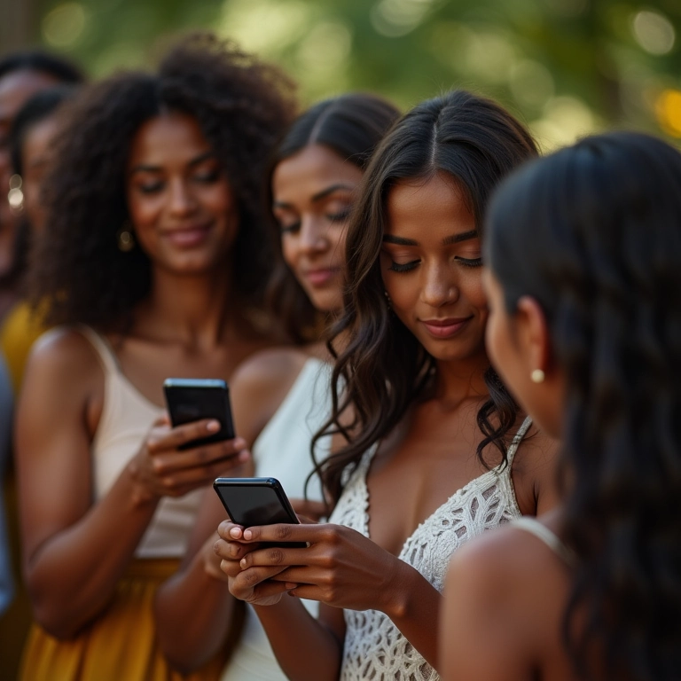 Convidados contribuindo para a lista de presentes em dinheiro pelo celular.