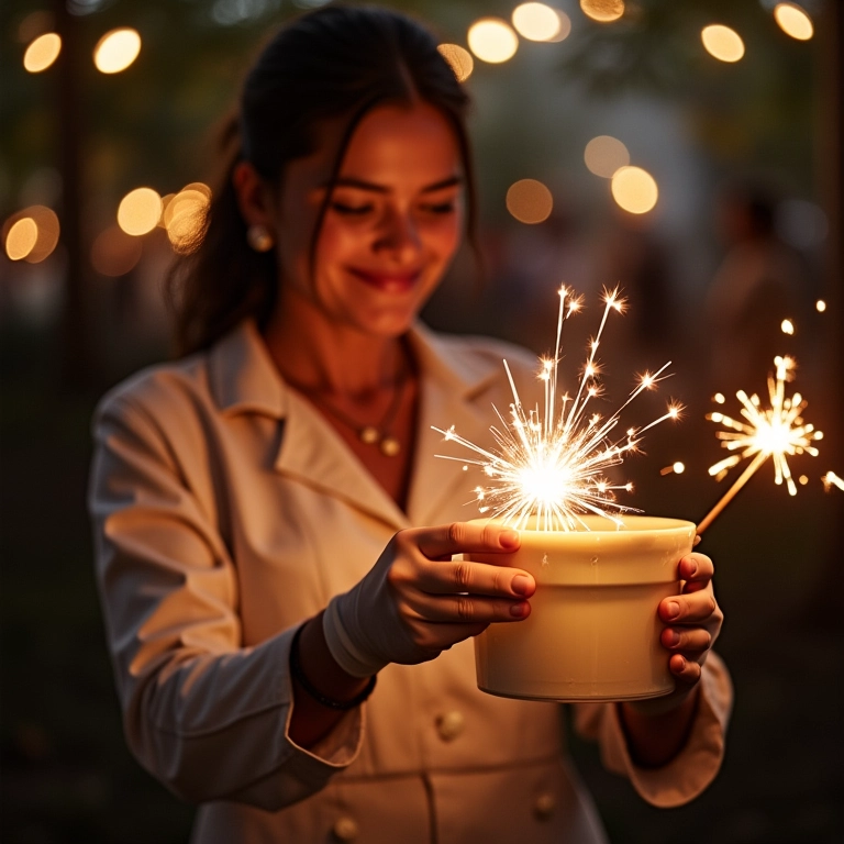 Coordenador de casamento mostrando como usar sparkles com segurança.