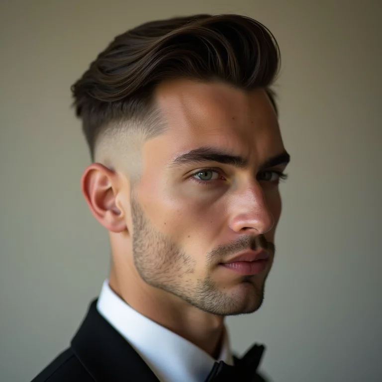 Corte de cabelo ideal para o formato do rosto do noivo.