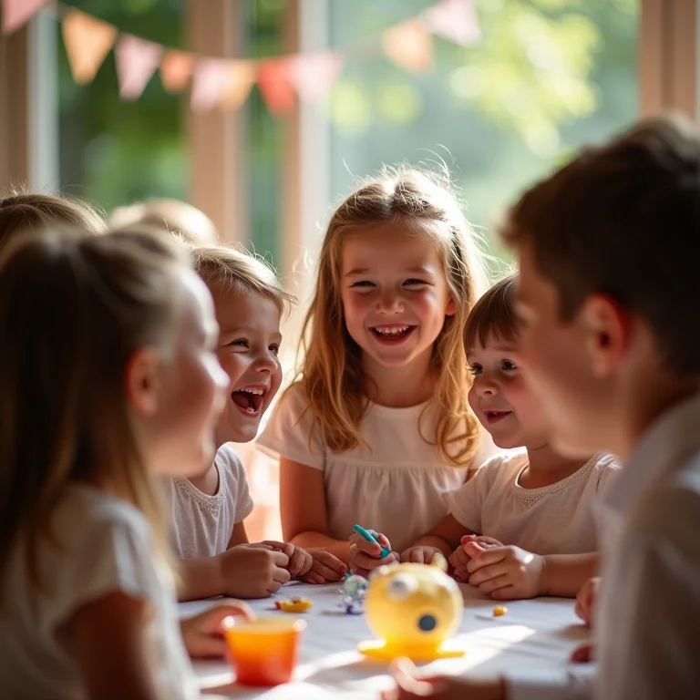 Crianças brincando em espaço infantil em casamento.