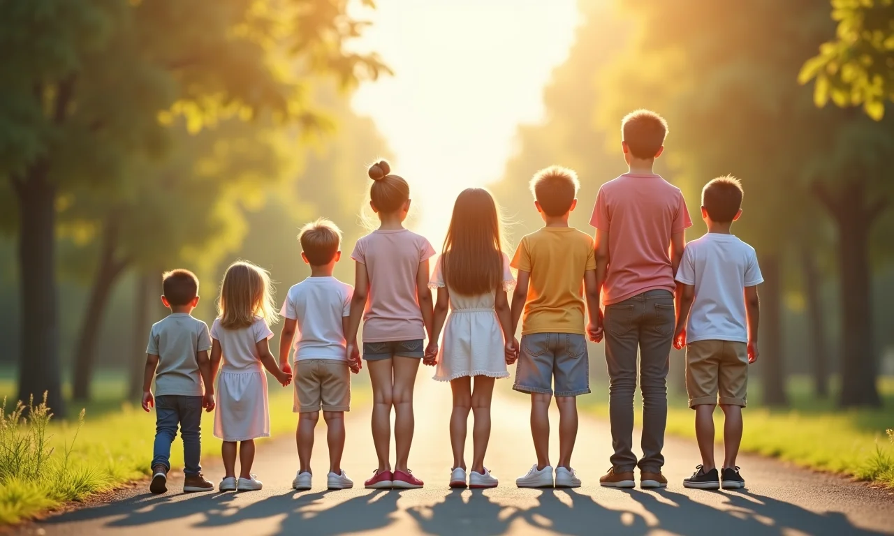 Crianças de diferentes alturas, representando a idade ideal.