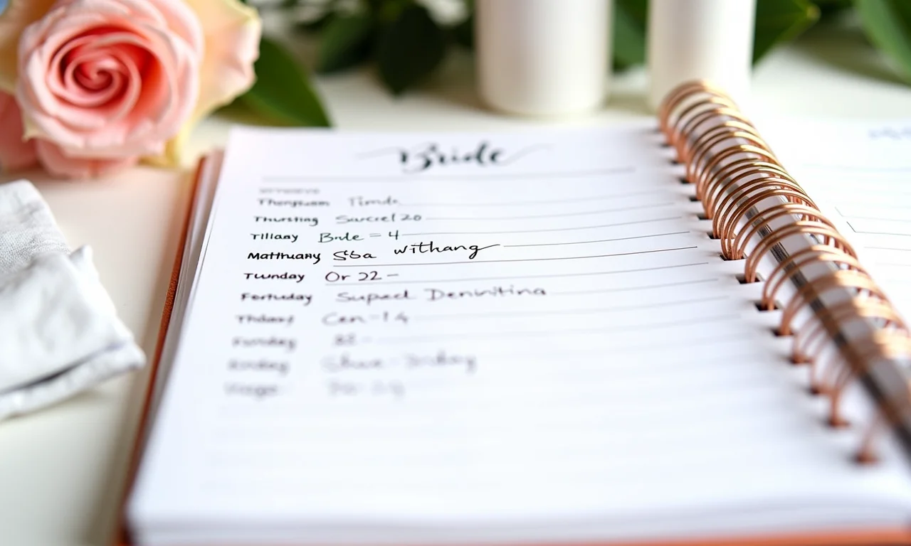 Cronograma do dia da noiva com horários dos tratamentos.