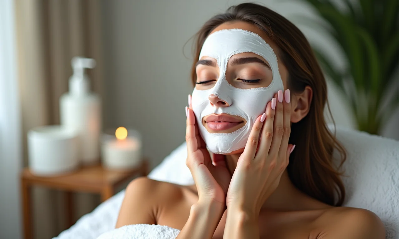 Cuidado com a pele antes do casamento com máscara facial.