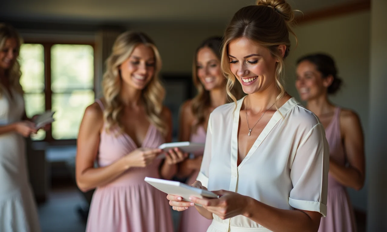 Dama de honra organizando detalhes do casamento com a noiva.