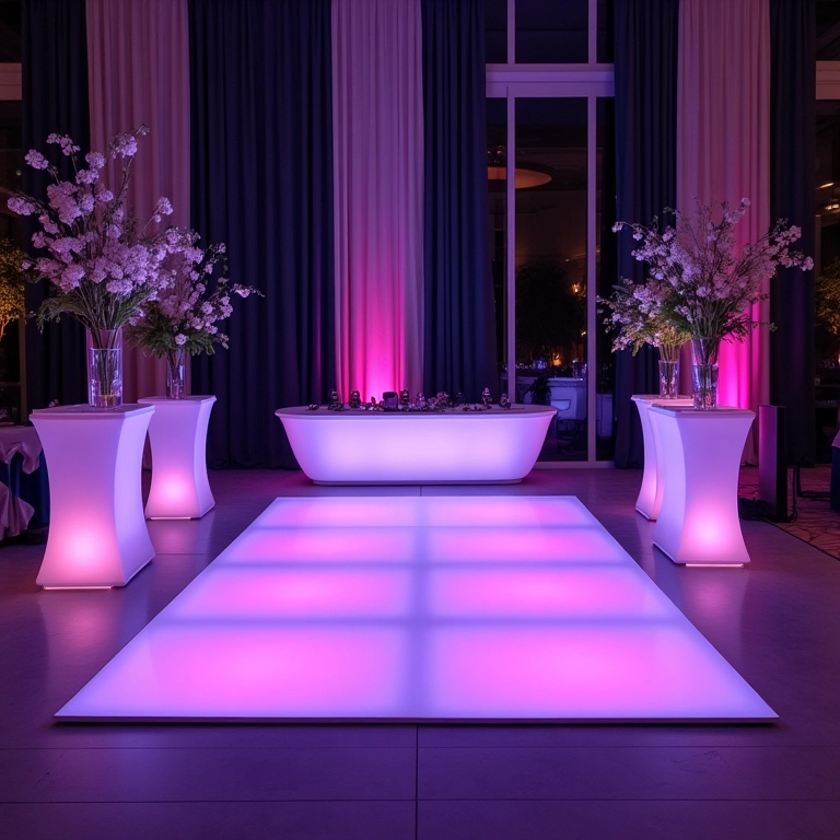 Decoração de casamento com móveis de LED.