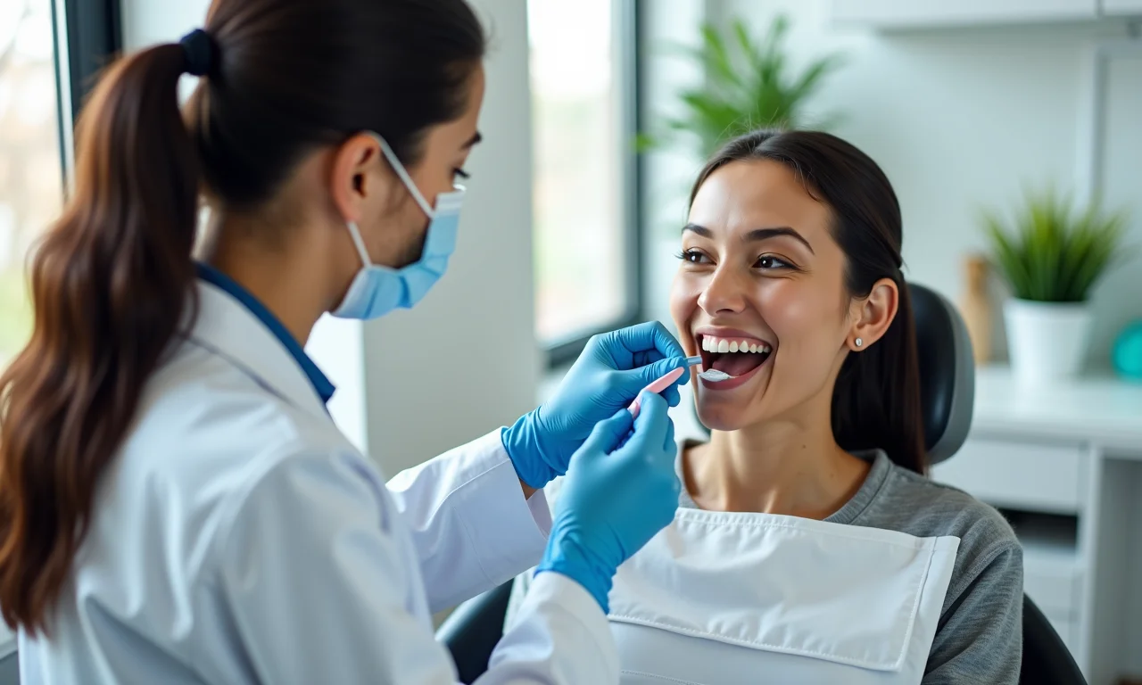 Dentista explicando o preço do clareamento dental.
