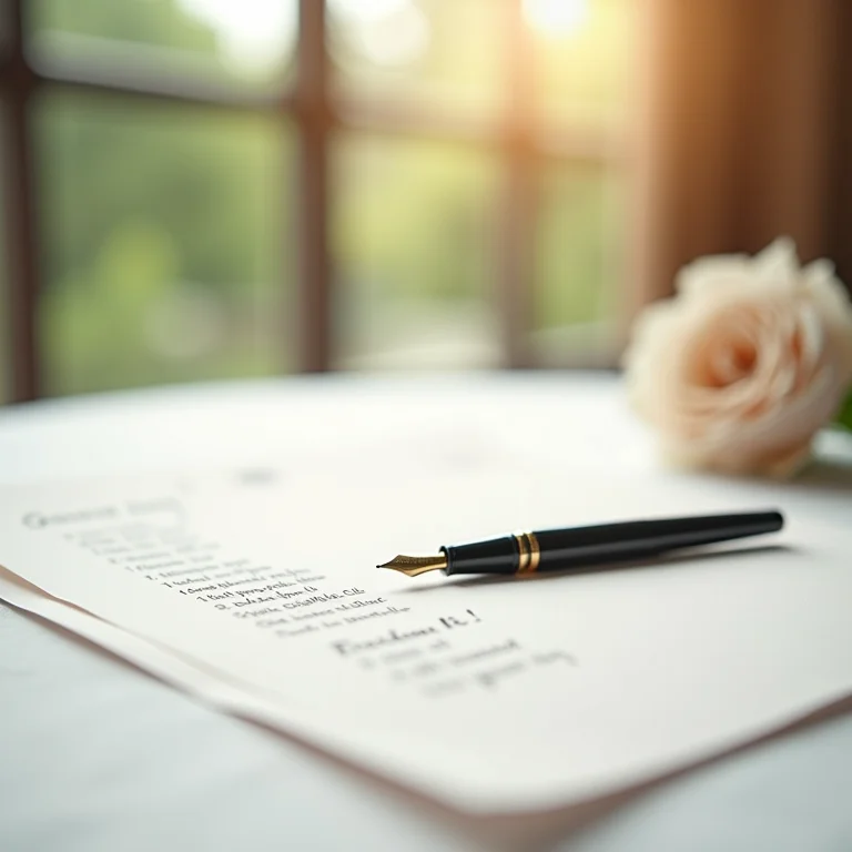 Detalhe da lista de convidados em papelaria elegante.