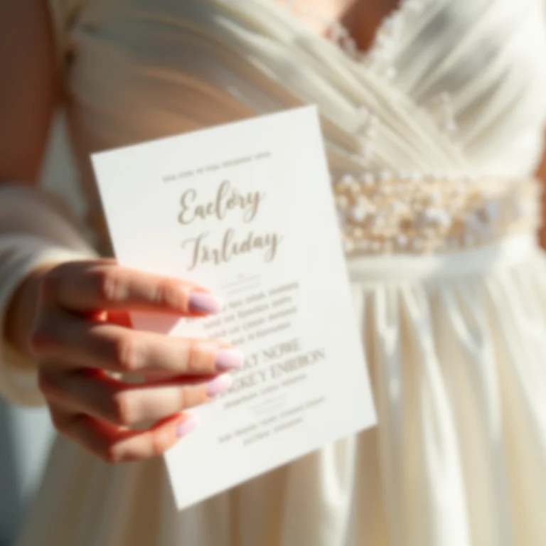 Detalhe de convite minimalista em casamento elegante