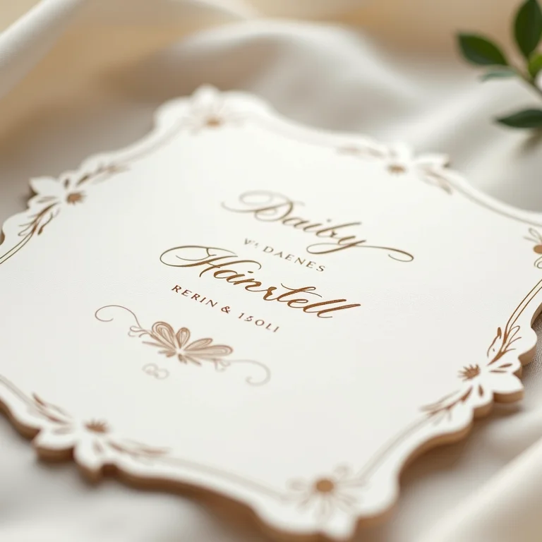 Detalhe de papelaria de casamento com caligrafia elegante