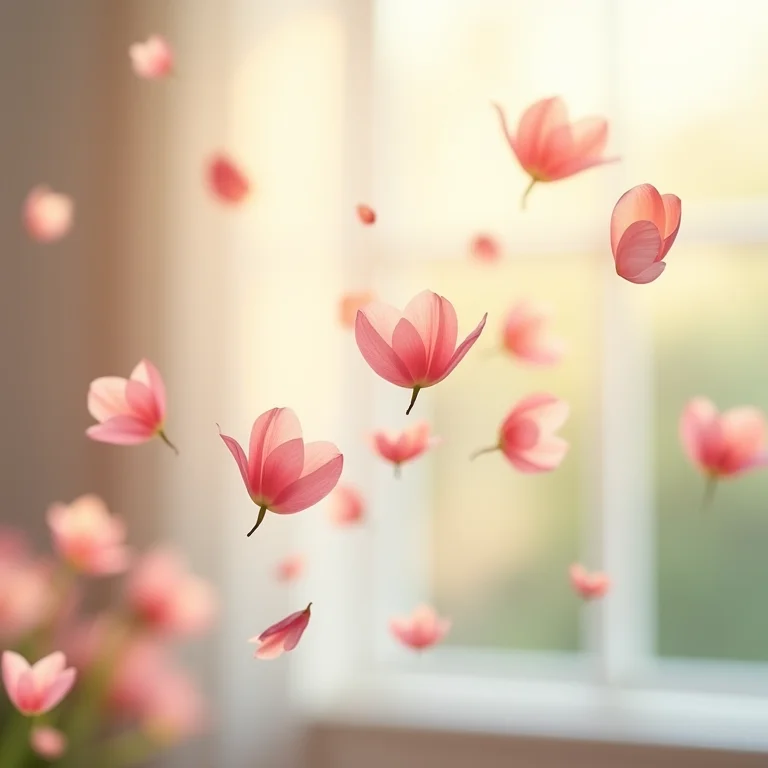Detalhe de pétalas de flores sendo lançadas em casamento