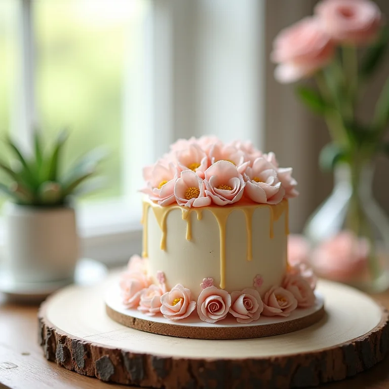 Detalhe de um mini wedding cake elegante e delicado.