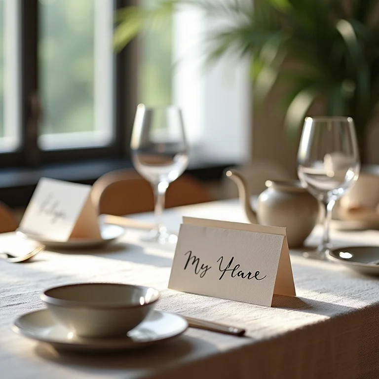 Detalhe de uma mesa retangular com decoração texturizada e elegante.