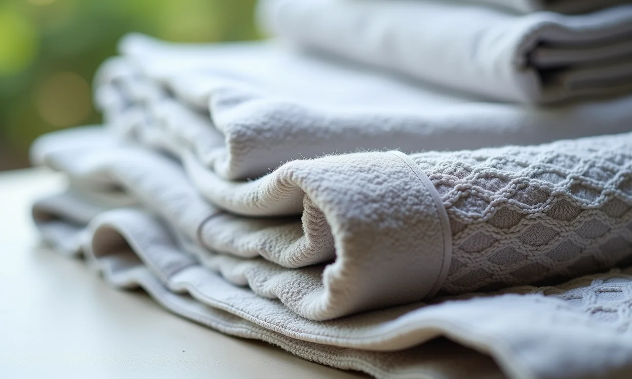 Detalhe do acabamento e borda de uma toalha jacquard, mostrando a diferença nos detalhes.