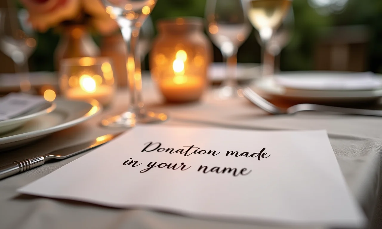 Doações feitas em nome dos convidados.