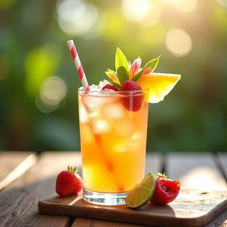 Drink tropical de boas-vindas em resort charmoso de Playa del Carmen.