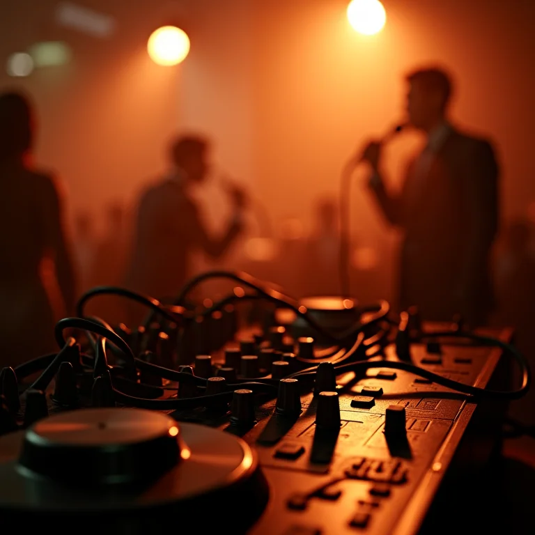 Equipamento de som com fiação confusa em casamento