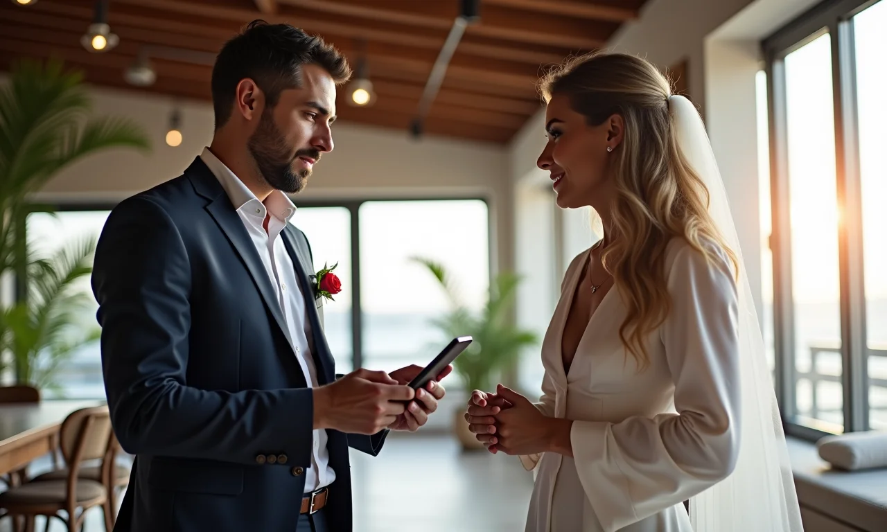 Especialista dando dicas para um casal escolher o local ideal para um casamento intimista.