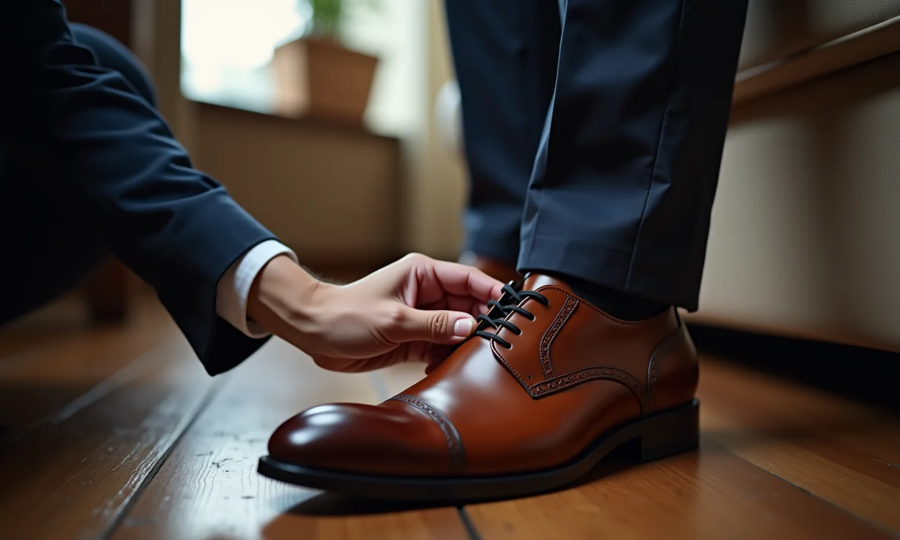 Especialista dando dicas sobre a escolha do sapato de noivo.