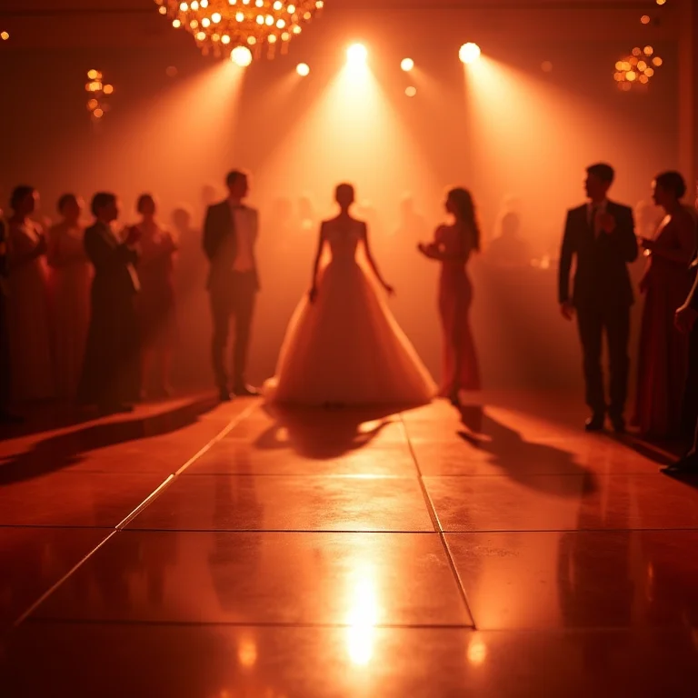 Iluminação romântica e suave na pista de dança de casamento.