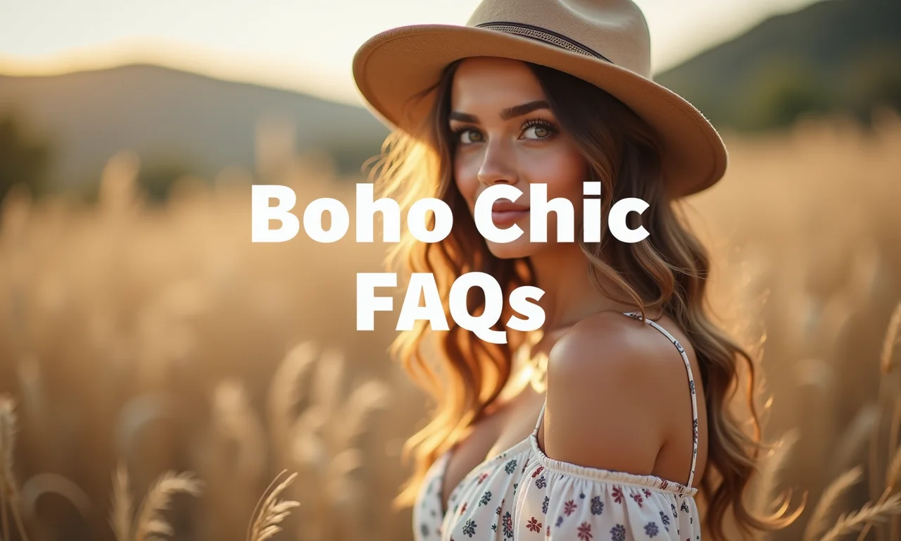 Imagem estética com texto 'Boho Chic FAQs'.