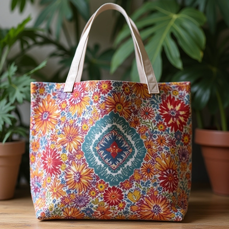 Inspirações criativas para ecobags personalizadas com estampas coloridas.