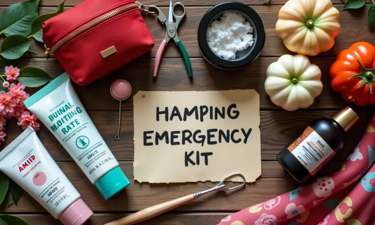 Kit de emergência para casamento com itens essenciais organizados em mesa de madeira.