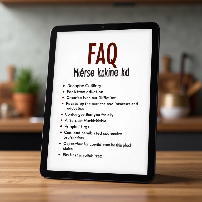 Lista de perguntas frequentes sobre talheres de cobre em um tablet.