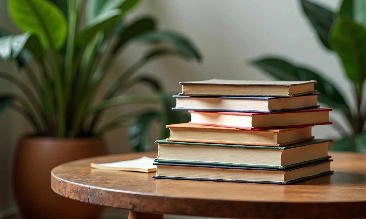 Livros sobre comunicação e resolução de conflitos em mesa de centro.