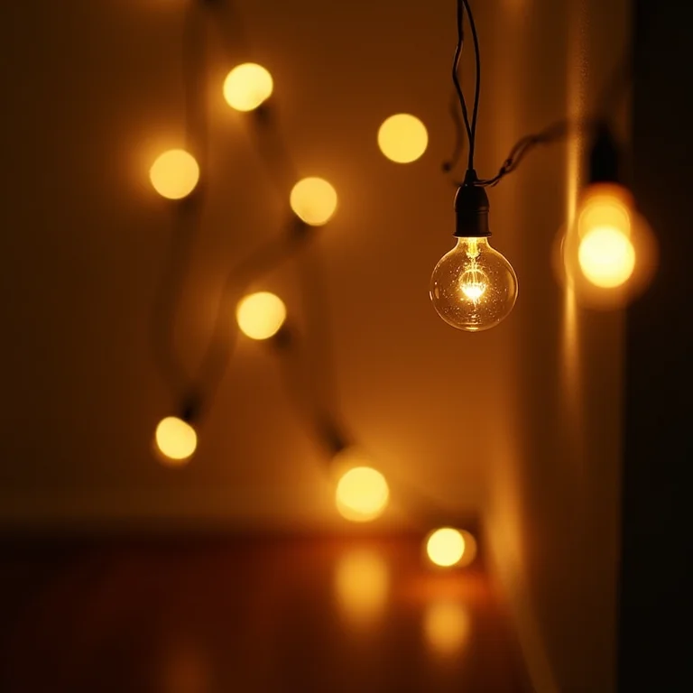 Luzinhas de LED criando ambiente mágico em festa de noivado