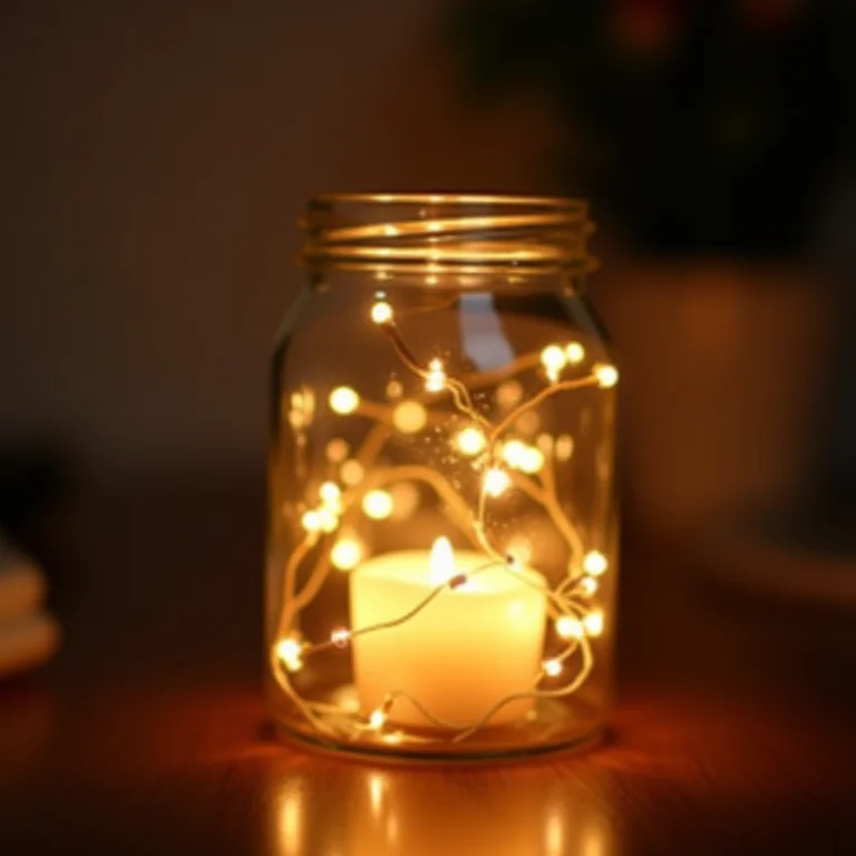 Luzinhas de LED piscando em jarra transparente