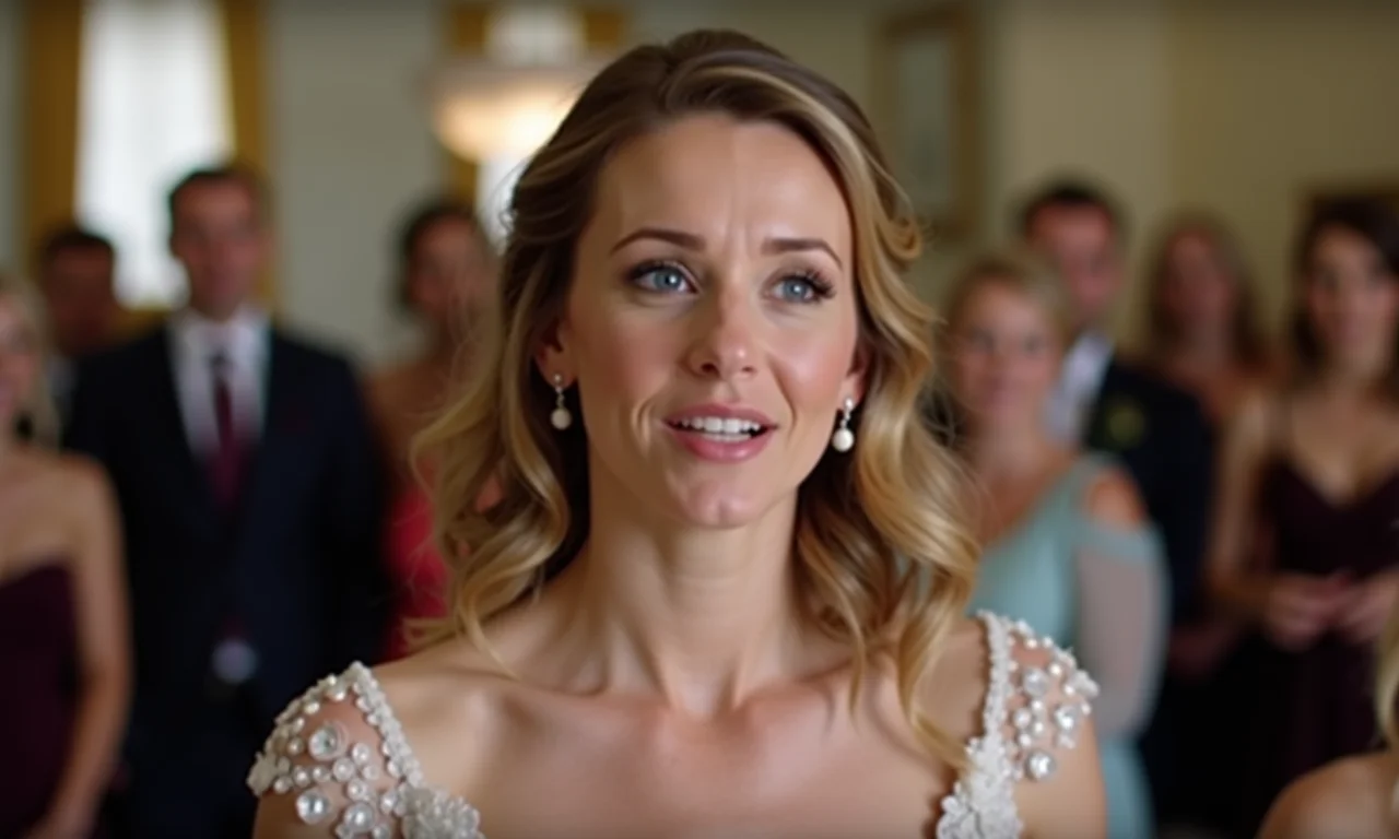 Madrinha hesitante durante o lançamento do buquê.