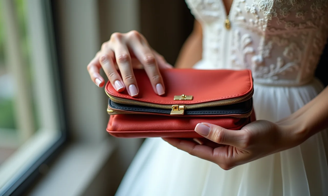 Mão escolhendo uma bolsa em meio a diversas cores e materiais.