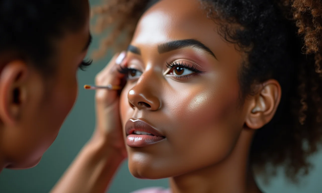 Maquiador testando a durabilidade da maquiagem na pele.