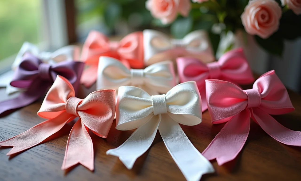 Materiais para fazer laços de buquê de casamento.