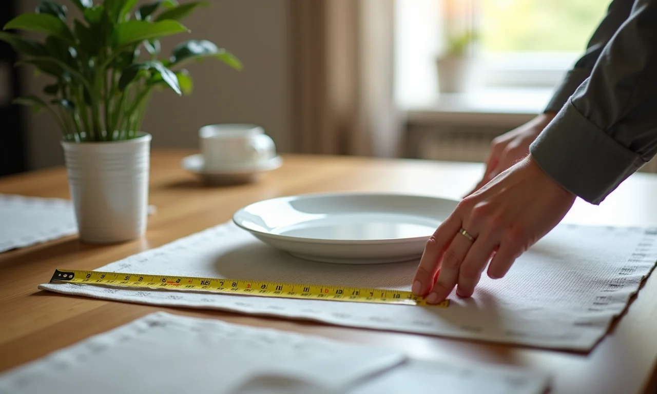 Medindo o tamanho ideal de um jogo americano.