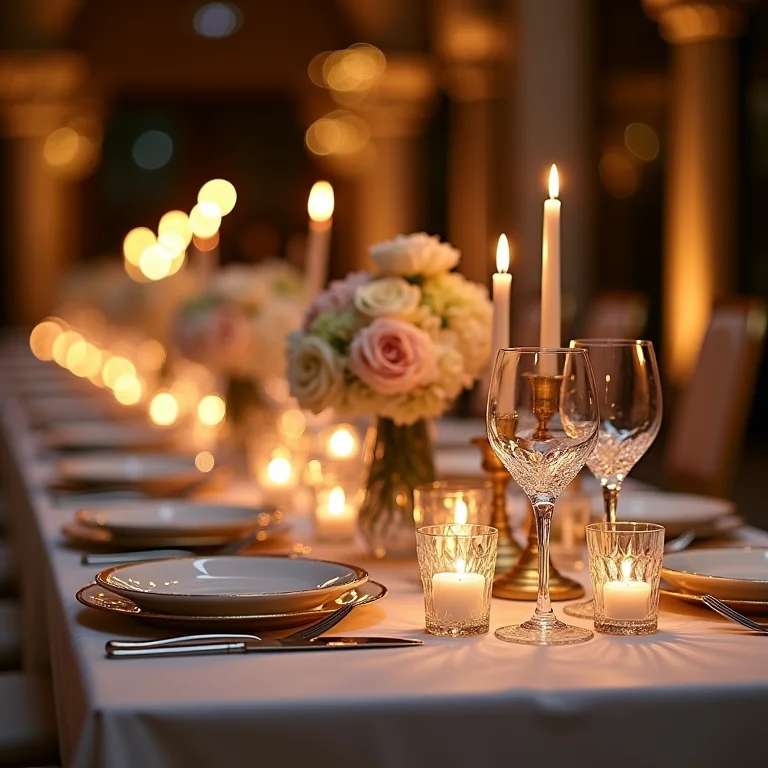 Mesa de casamento decorada com detalhes elegantes