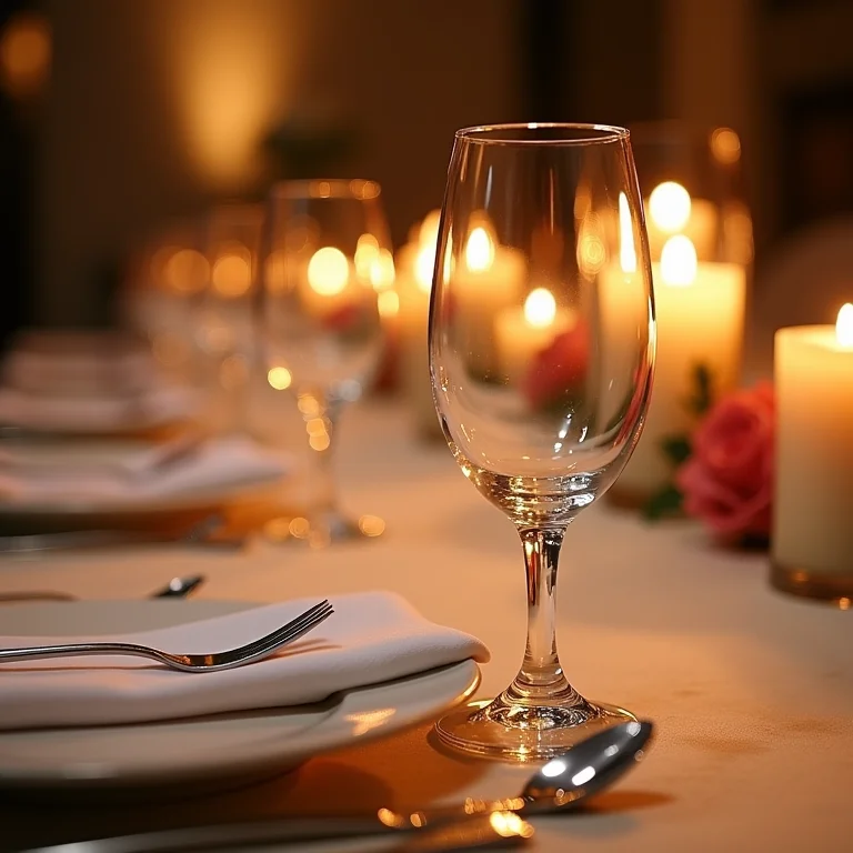 Mesa de casamento decorada com detalhes luxuosos.