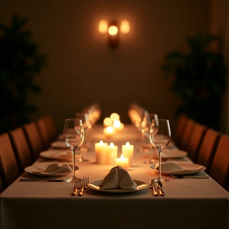 Mesa retangular extensível pronta para um jantar íntimo com amigos.