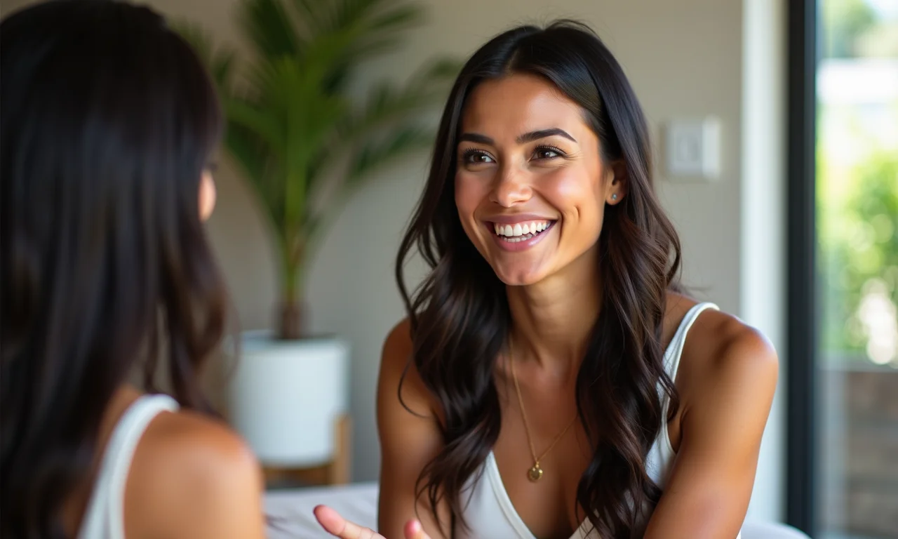 Mulher brasileira dando dicas para cerimônia das areias.