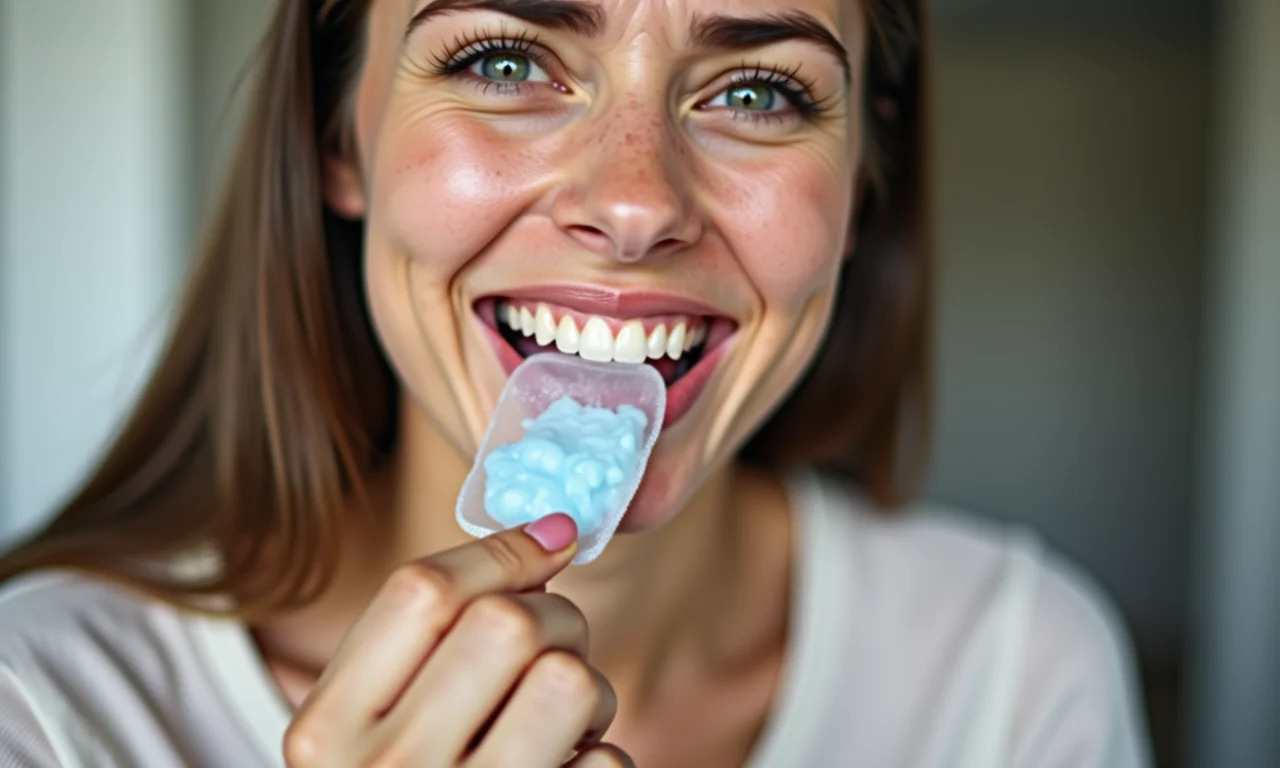 Mulher com sensibilidade nos dentes após clareamento.
