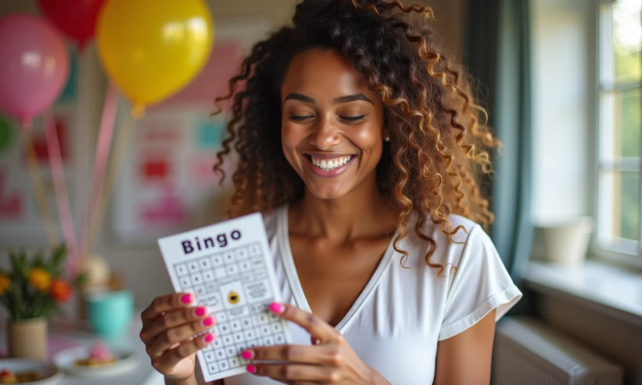 Mulher explicando o que é bingo para chá de panela.