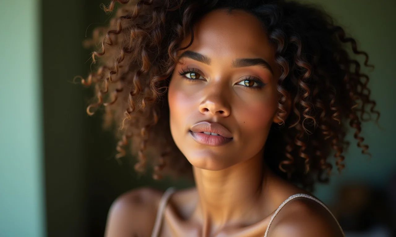 Mulher mostrando referências de maquiagem para o maquiador.