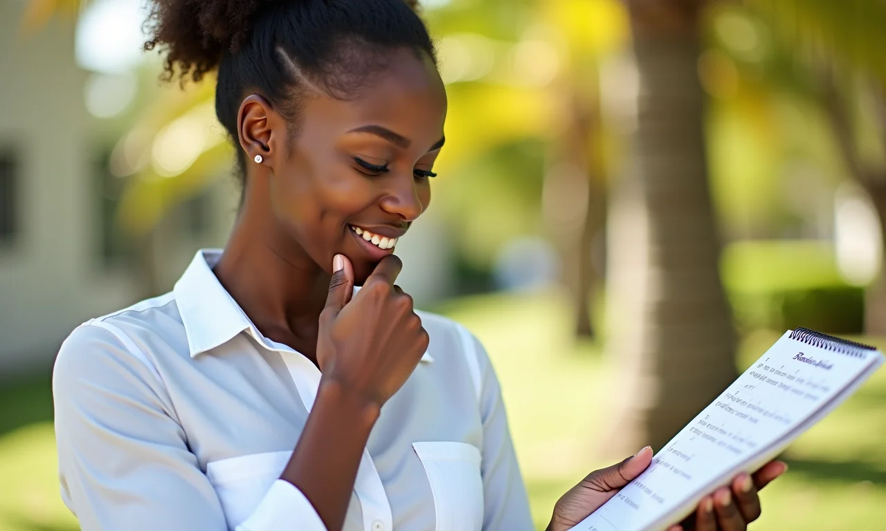 Mulher pensando na durabilidade do clareamento dental.