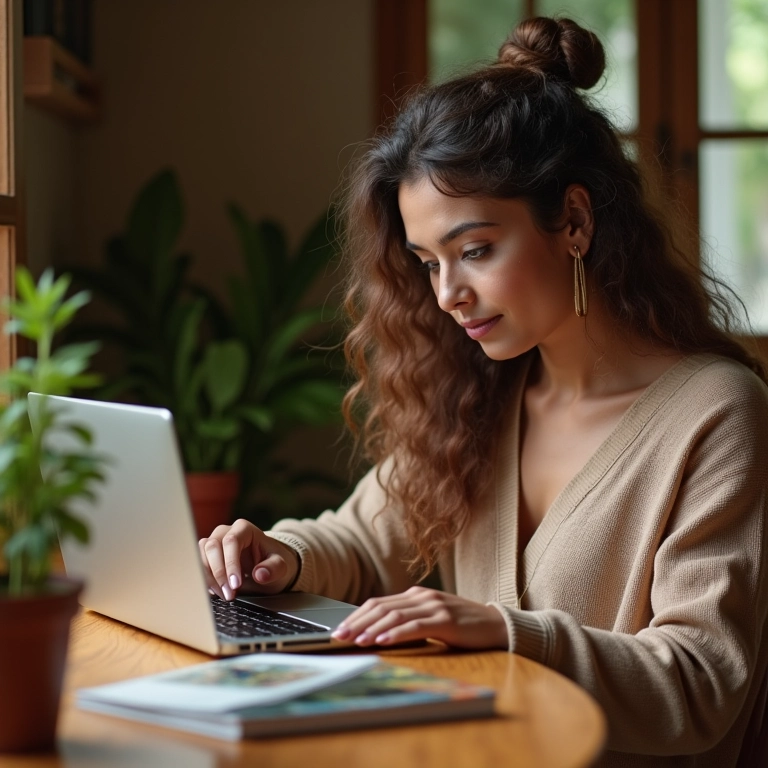 Mulher personalizando mensagem na lista de presentes em dinheiro.