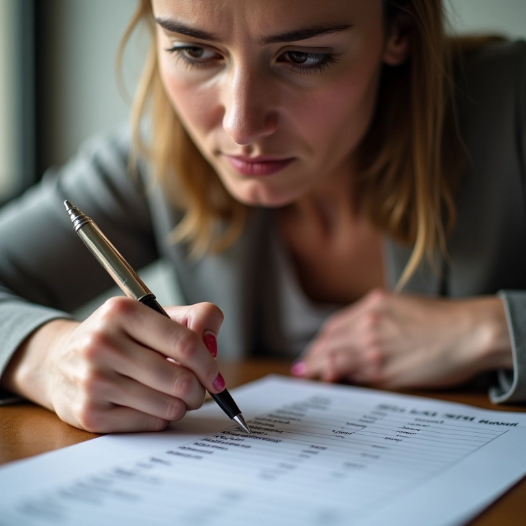 Mulher refletindo sobre a importância da lista de convidados.