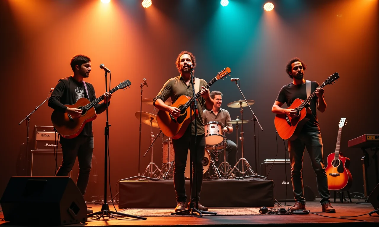 Músicos diversos tocando em palco vibrante no Brasil.